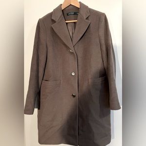 Lauren wool blend topcoat in dark camel, size 14 Petite